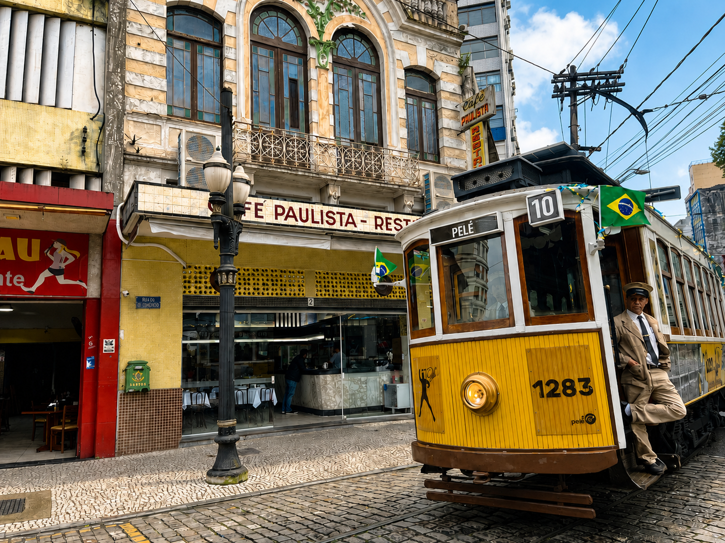 Fachada atual do Café Paulista, novamente aberta ao público no Centro Histórico de Santos